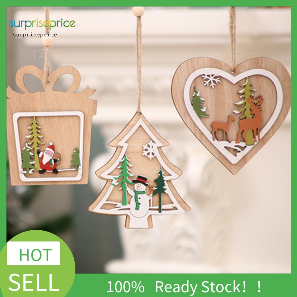 Phụ kiện treo trang trí cây thông giáng sinh hình ngôi sao bằng gỗ tự nhiên trọng lượng nhẹ