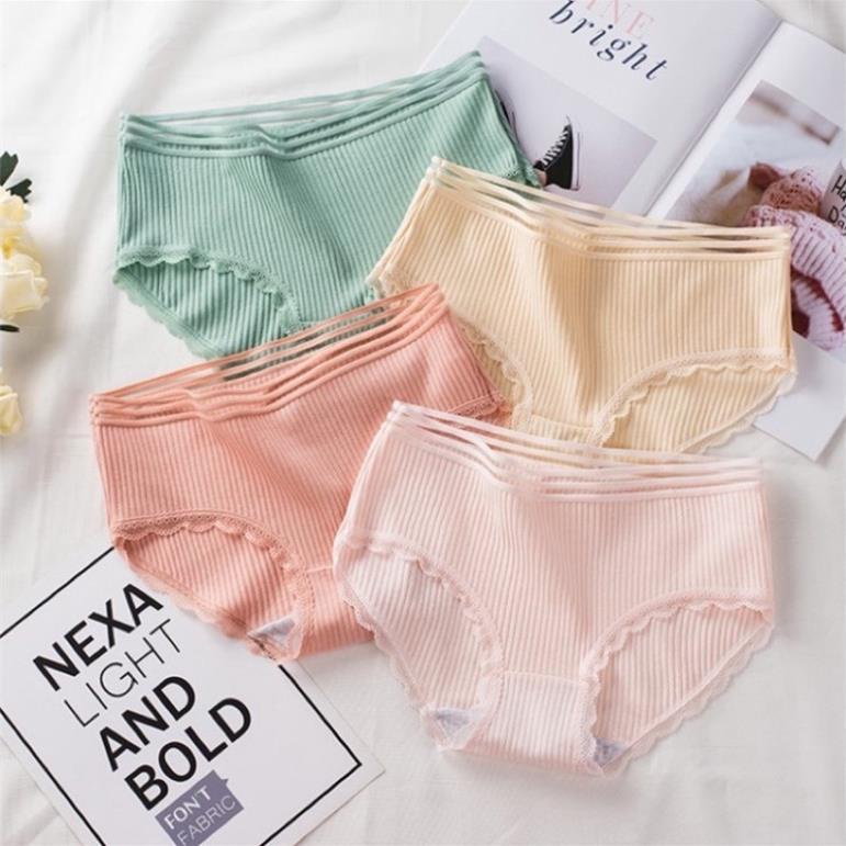 [Giá sỉ] Quần Lót Cotton Tăm Viền Ren Cao Cấp