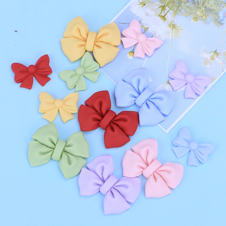 Dây Buộc Tóc Trang Trí Hình Nơ Nhựa Resin Mặt Nhám Thủ Công