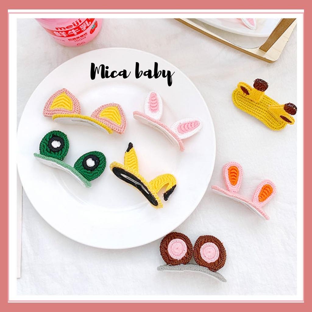 Kẹp tóc len hình tai thú dễ thương cho bé Mica baby