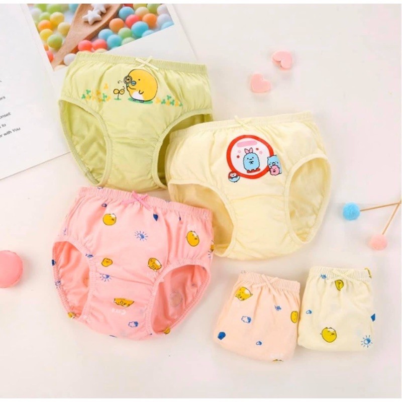 Set 5 Quần Lót Bé Gái - Mẫu Lovelyhappy Vàng
