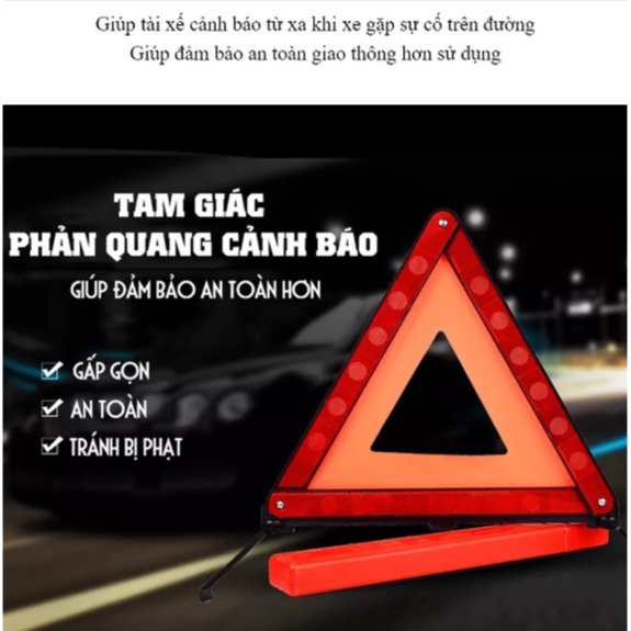 Tam giác phản quang cảnh báo cảnh báo từ xa -Biển Cảnh Báo Nguy Hiểm khi xe gặp sự cố trên đường size lớn 43x43cm