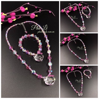 [BÉ IU] Bộ Trang Sức Pha Lê Kitty Dành Cho Bé Được Thiết Kế Từ Pha Lê Swarovski