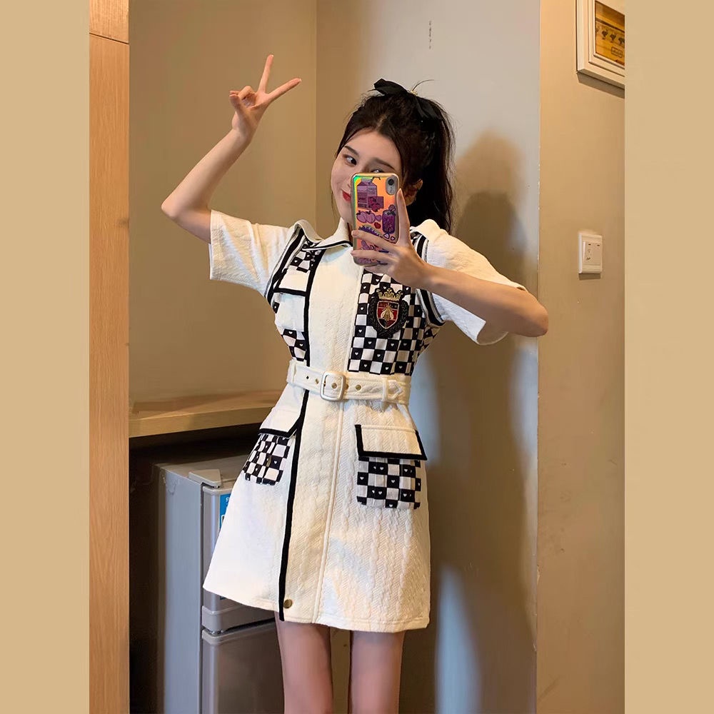 Muel original ~ small fragrance dress women's summer design sense, small crowd, slim waist, high-grade Polo skirt