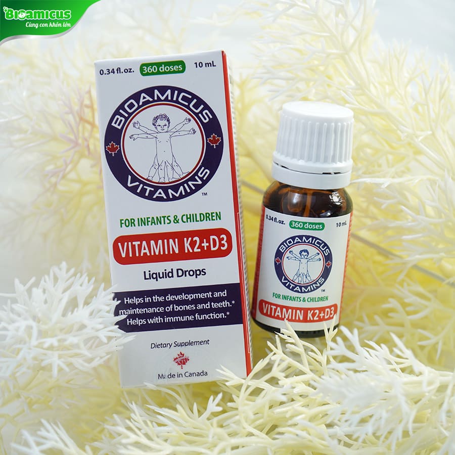 BIOAMICUS Vitamin K2+D3 MK7 - Bổ sung Vitamin, phát triển chiều cao, chống còi xương - Canada [Lọ 10ml]