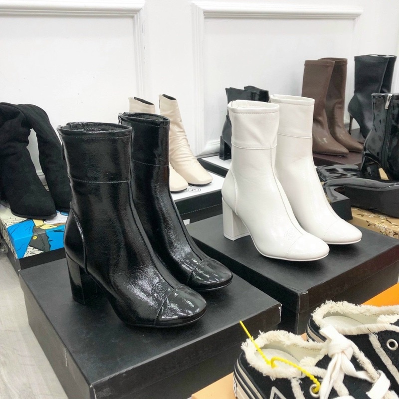 Boot mũi tròn da bóng