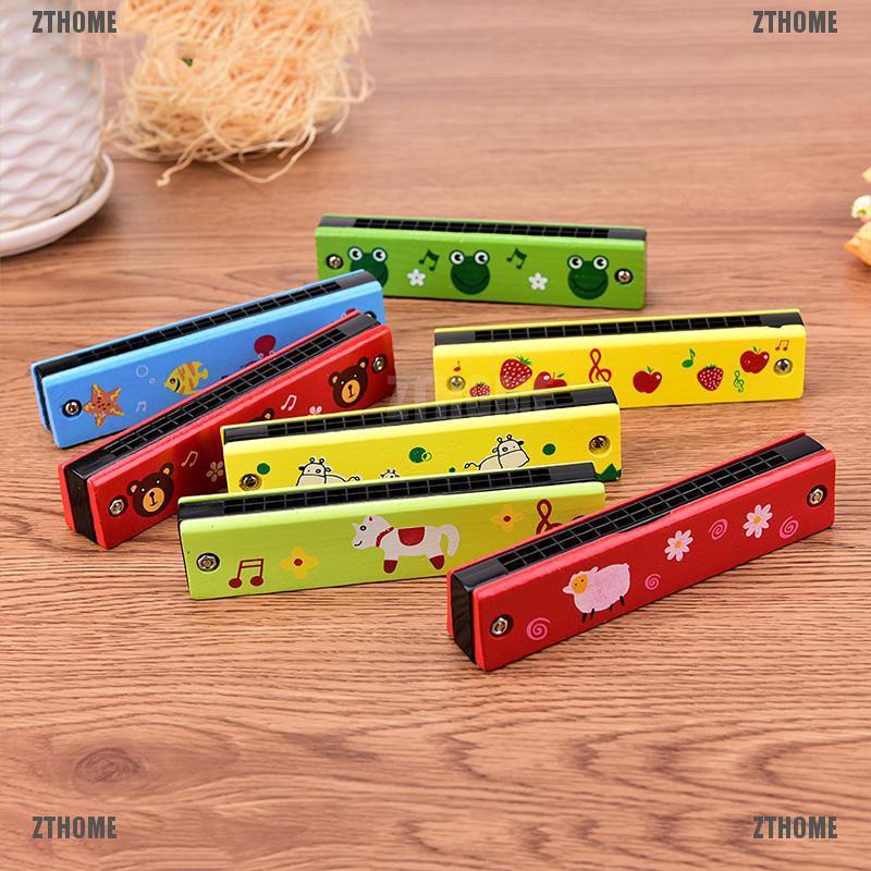 Kèn Harmonica Gỗ 16 Lỗ Nhiều Màu Sắc Đồ Chơi Âm Nhạc Cho Bé