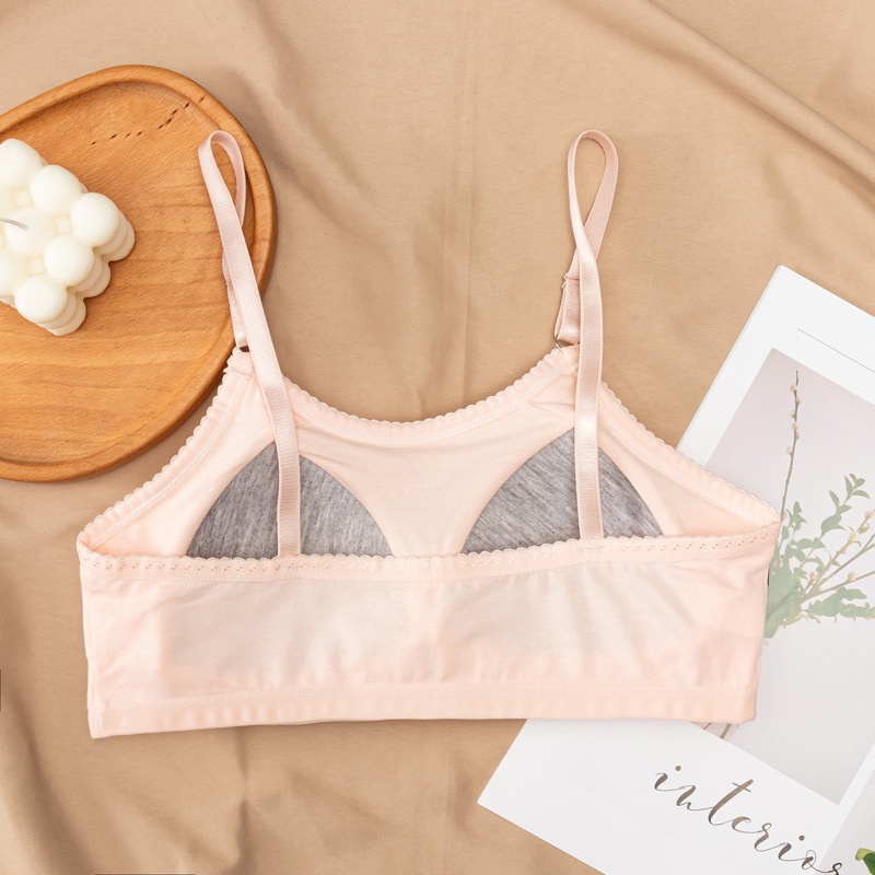 Áo Ngực Thể Thao cotton Không Đường May Màu Trơn Dành Cho Học Sinh Trung Học Nữ Tuổi Teen