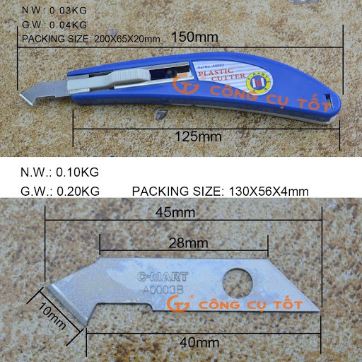 Dao cắt, dao rọc nhựa Mica dạng lưỡi câu C-Mart A0003 giá rẻ