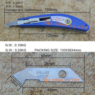 Dao cắt, dao rọc nhựa Mica dạng lưỡi câu C-Mart A0003 giá rẻ