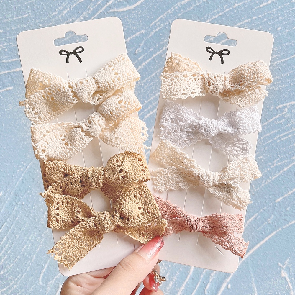 RainBow Bows Set 4 Kẹp Tóc Nơ Xinh Xắn Dành Cho Bé Gái