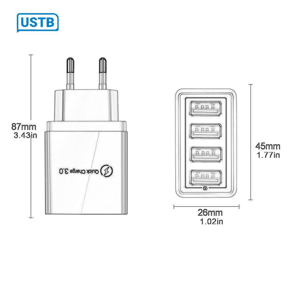 Củ Sạc Nhanh 4 Cổng Usb 3a Cho Điện Thoại