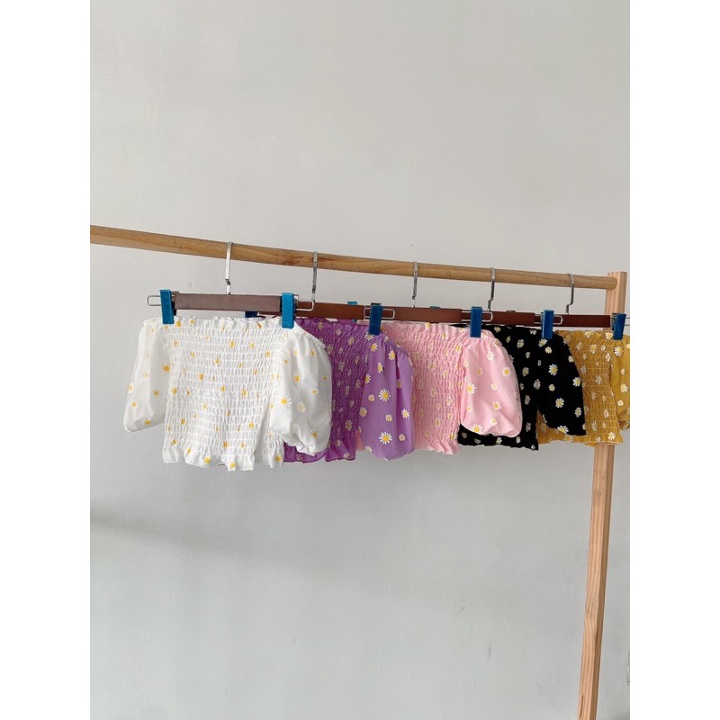 ÁO NHÚN IN HOA CÚC TAY NGẮN