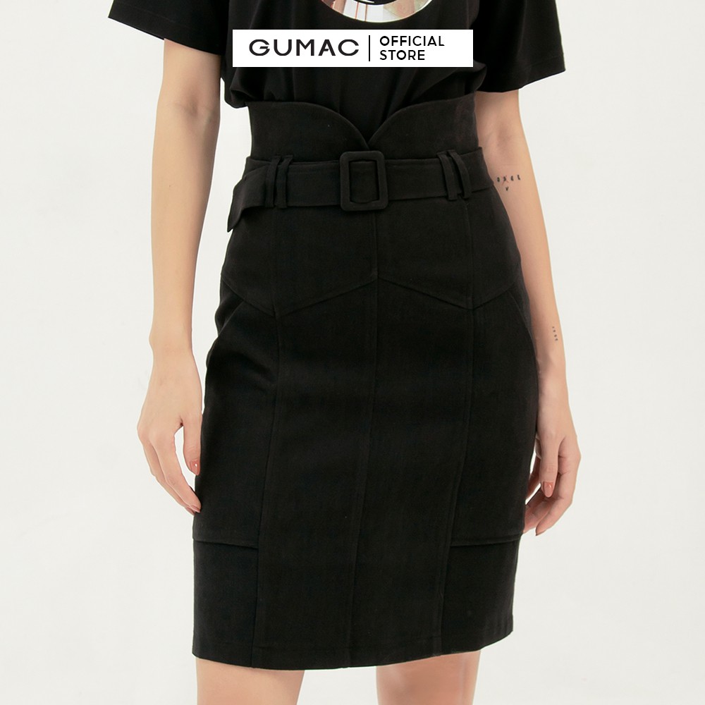 Chân váy suông nữ phối đai lưng GUMAC dáng chữ A basic nhiều màu VB390 | BigBuy360 - bigbuy360.vn