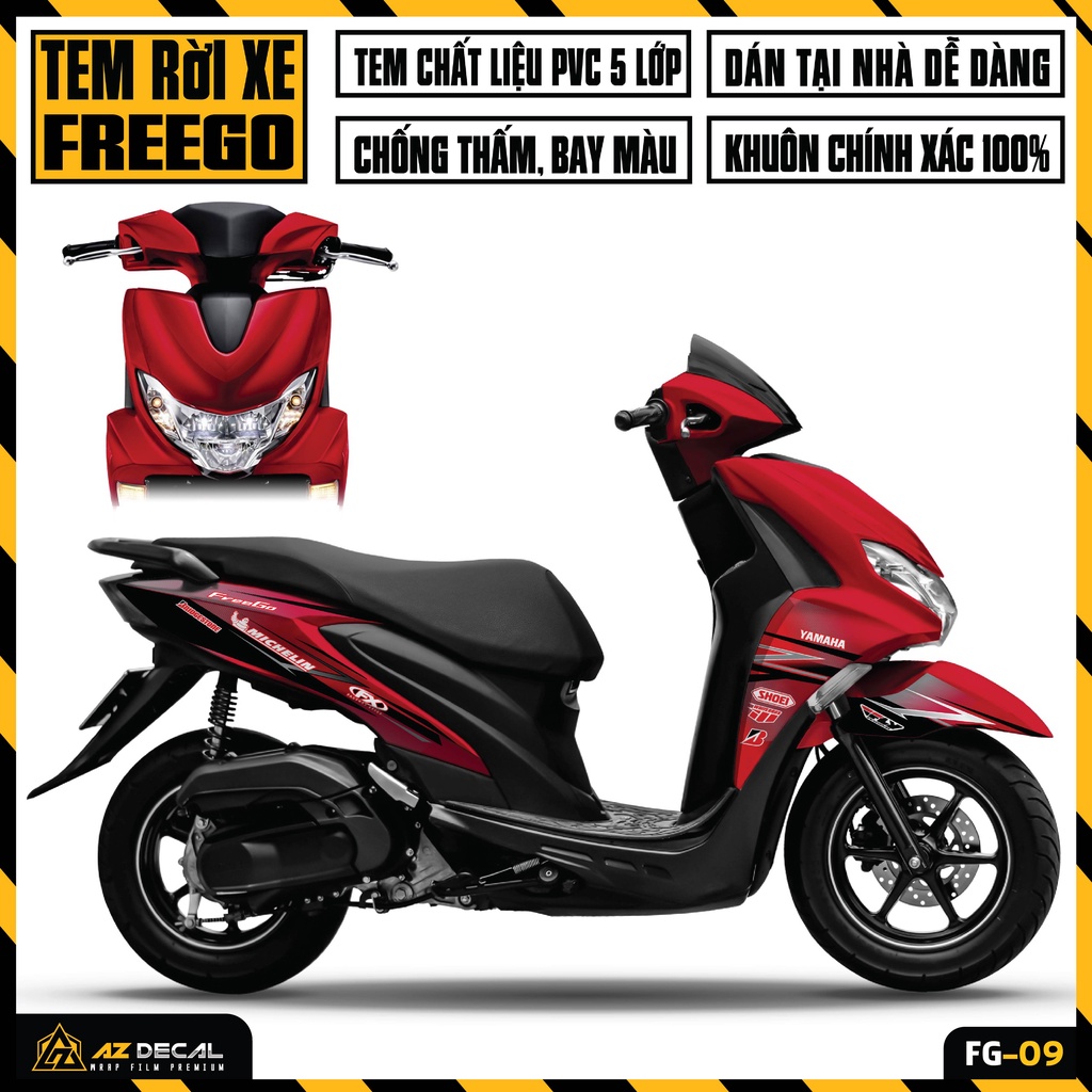 Tem Xe Yamaha FreeGo 125 / S Mẫu Michelin | FG-09 | Decal Rời Cắt Khuôn Sẵn Dễ Dán, Chống Nước, Bám Dính Tốt