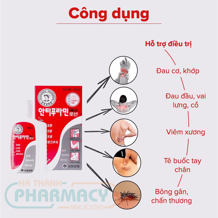 Dầu nóng hàn quốc chính hãng xoa bóp massage kèm con lăn tiện dụng hàn quốc ANTIPHLAMINE - 100ML