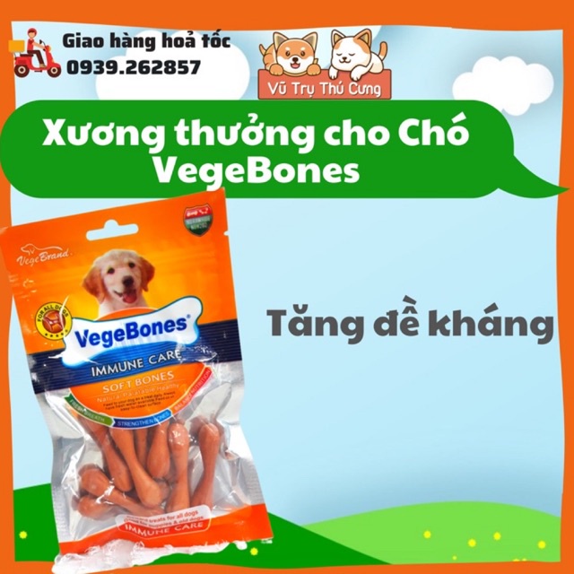 Xương thưởng mềm cho Chó gặm sạch răng, bổ sung dinh dưỡng, Xương thưởng VegeBones cho Chó