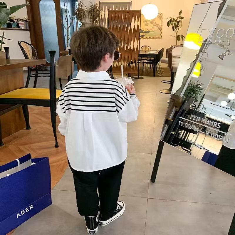 Áo Sơ Mi Tay Dài Kẻ Sọc Thời Trang Cho Bé Trai 1-6 Tuổi