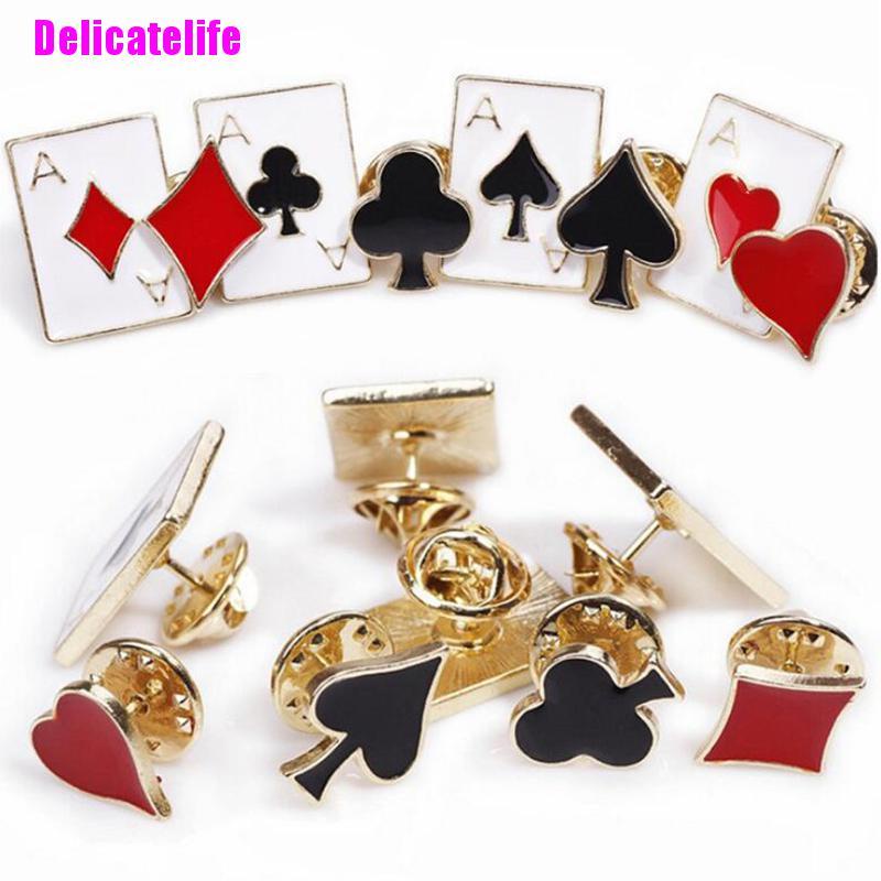 Set 4/8 ghim cài áo hình lá bài tây độc đáo