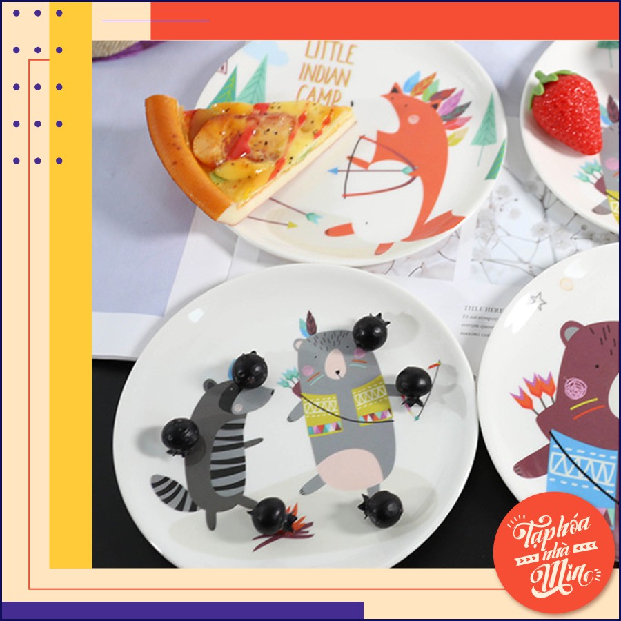 Đĩa/ Dĩa nhựa tròn, dĩa ăn dặm mini Melamine cao cấp - Đường kính 13.7cm