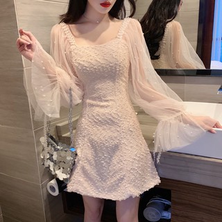 ĐẦM ULZZANG CÔNG CHÚA TAY BỒNG CỔ CHỮ U ĐI CHƠI, ĐI TIỆC.