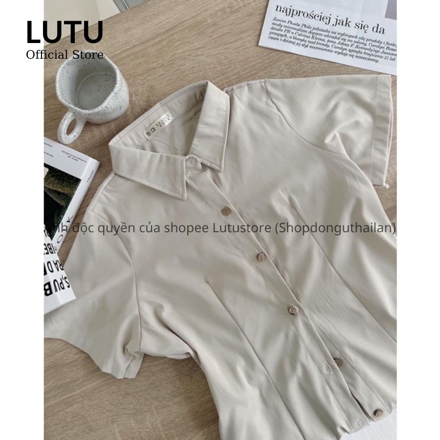 Váy Sơ mi Thô Mềm Chiết Eo Lưng Chun Phong Cách Ulzzang