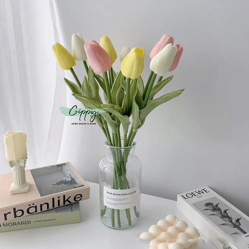 Hoa tulip, hoa nhân tạo trang trí chụp ảnh (nhiều màu) - phụ kiện trang trí - Gippy Decor