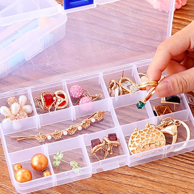 Hộp đựng linh kiện trong suốt 24 ngăn - Hộp lưu trữ trang sức, hạt đá, cườm, linh kiện điện tử