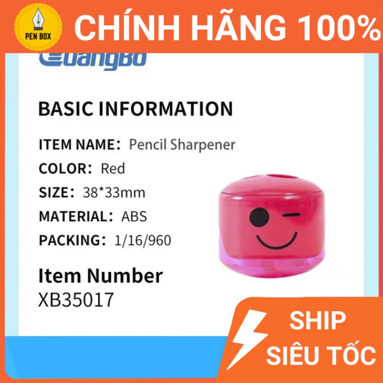 Gọt chì mini 2 lỗ hình mặt cười đáng yêu GuangBo XB35017, LOAI 1, LOẠI TỐT BỀN BỈ KHÔNG ĐỘC HẠI (1 Chiếc )) , Penbox