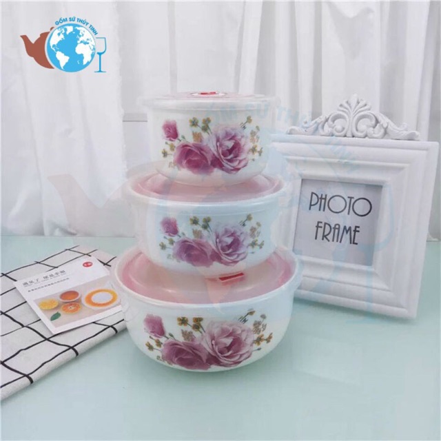 Bộ thố sứ có nắp hút chân không hình ngẫu nhiên