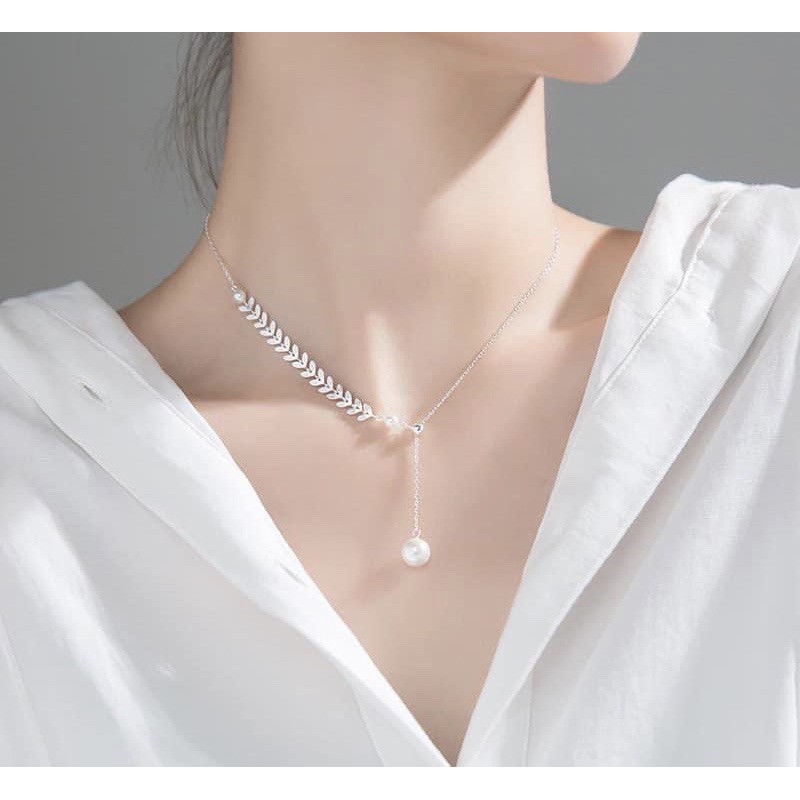 Dây chuyền nữ Bạc ta - kiểu dáng hàn quốc đính đá lấp lánh , điều chỉnh đc độ dài - vòng cổ nữ bạc S925
