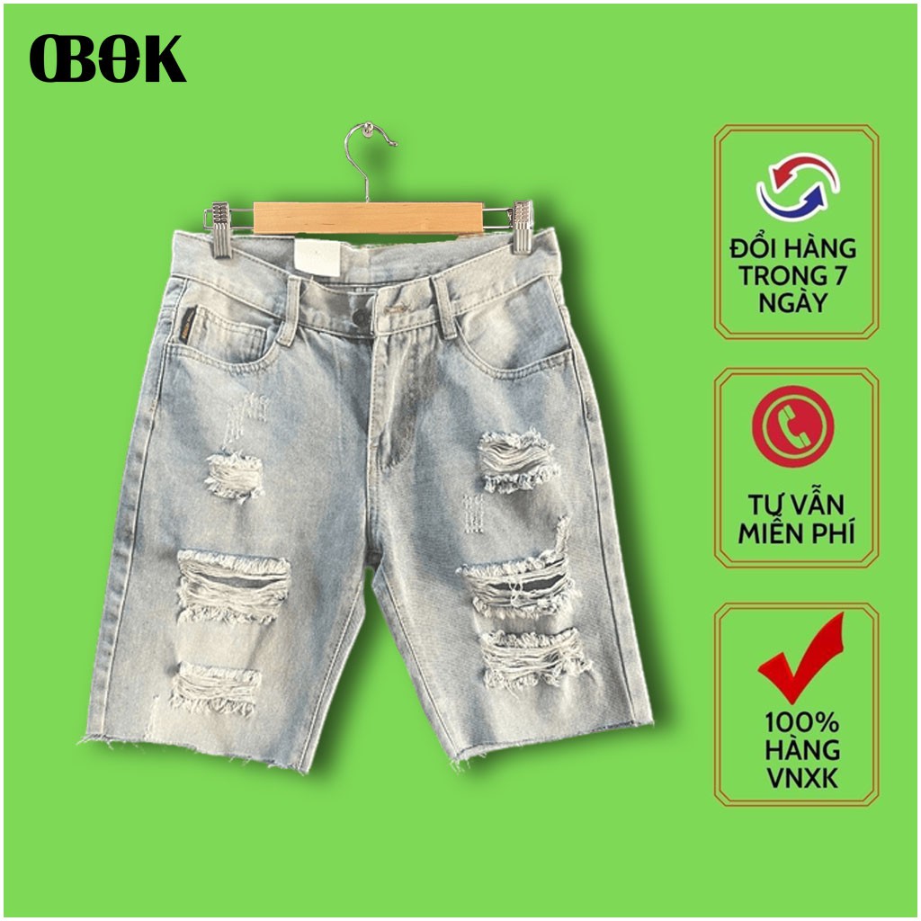Quần Short Jean Nam Màu Xanh Nhạt OBOKFASHION, Quần Ngố Jean Nam cao Cấp QSN20