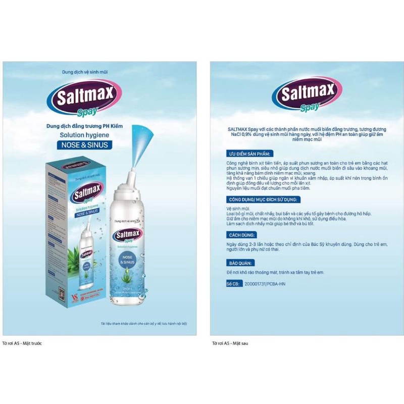 Xịt Mũi Saltmax an toàn với phụ nữ có thai 100ml