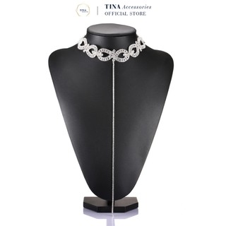 Vòng Cổ Chocker Đính Đá TINA Hình Vòng Có Dây Dài Phong Cách Nữ TÍnh Sang Chảnh CK06