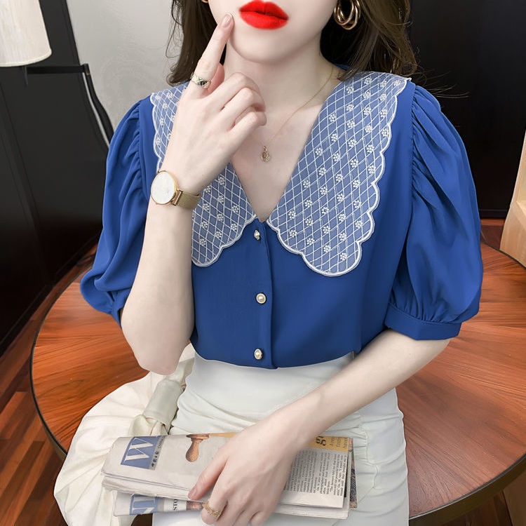Áo Kiểu Tay Phồng Cổ Búp Bê 2023 Thời Trang Mùa Hè Cho Nữ