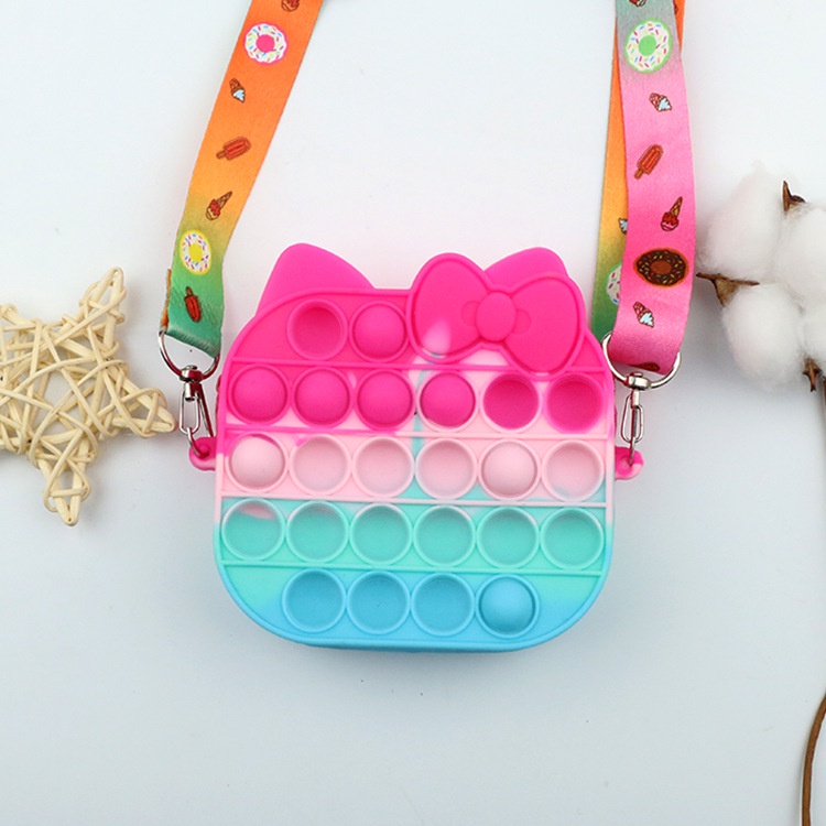 Túi Đeo Chéo Đựng Tiền Xu Chất Liệu Silicon Hình Mèo Dễ Thương