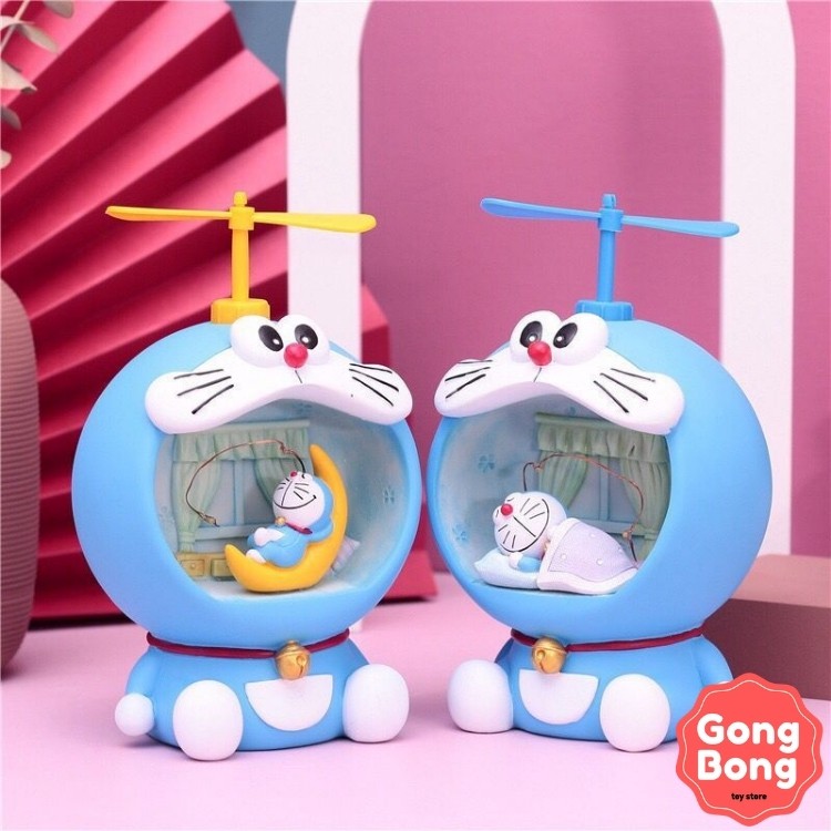 Đèn ngủ để bàn doraemon ngủ trong doraemon dễ thương, đèn trang trí phòng ngủ đáng yêu