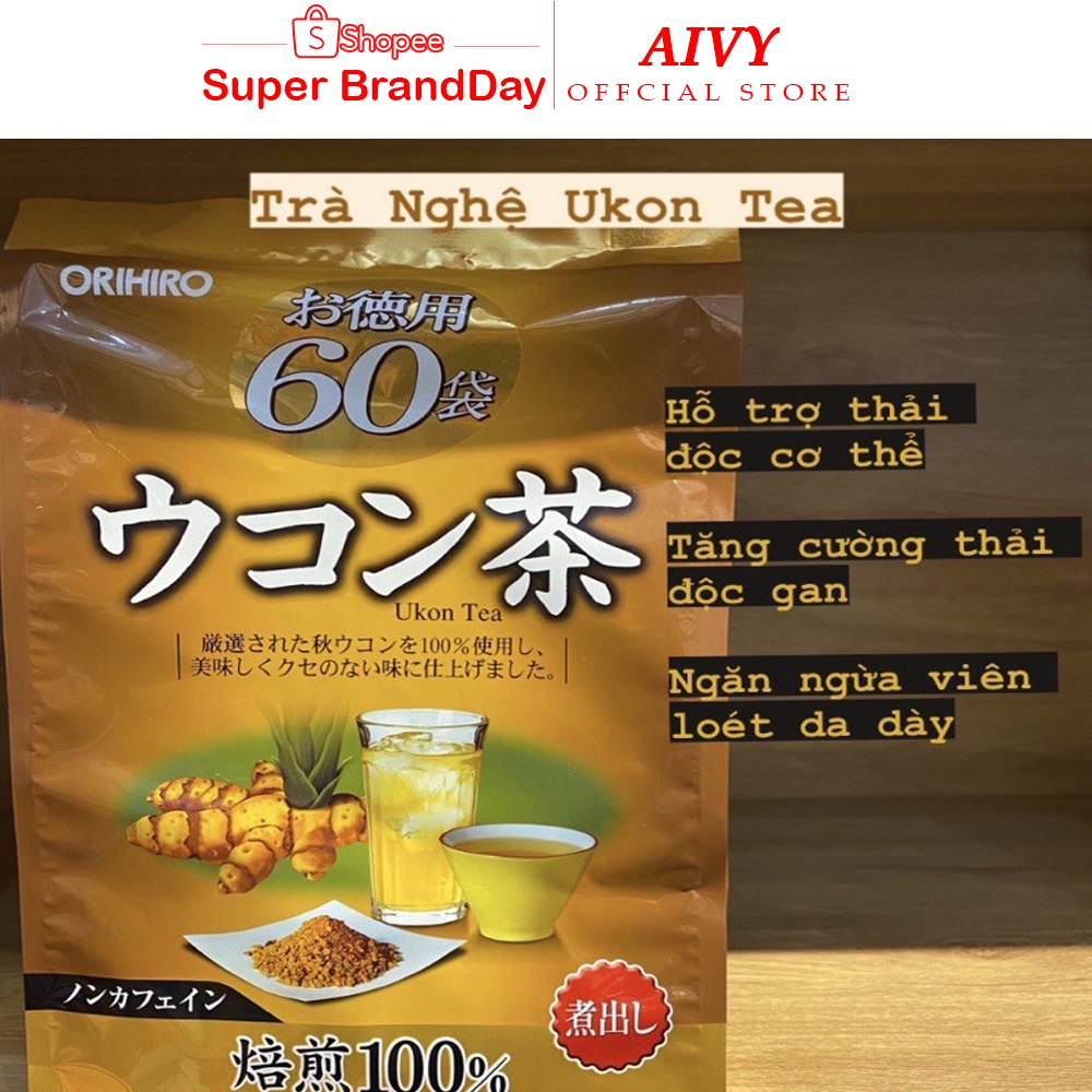 &lt;Date 27/2/2023&gt;Trà nghệ Orihiro túi 60 túi lọc - Trà củ nghệ Ukon tea Orihiro 90g