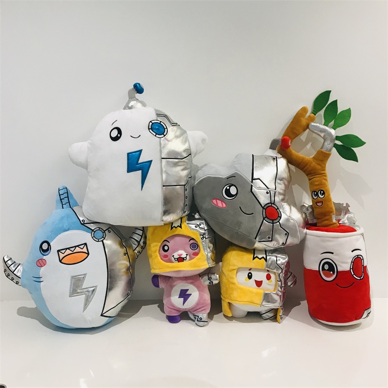Lankybox Plush Doll Boxy Foxy and Rocky Plushie Removable Cartoon Robot Soft Toy Plush Children's Gift Turned Into A Doll Girl Bed Pillow