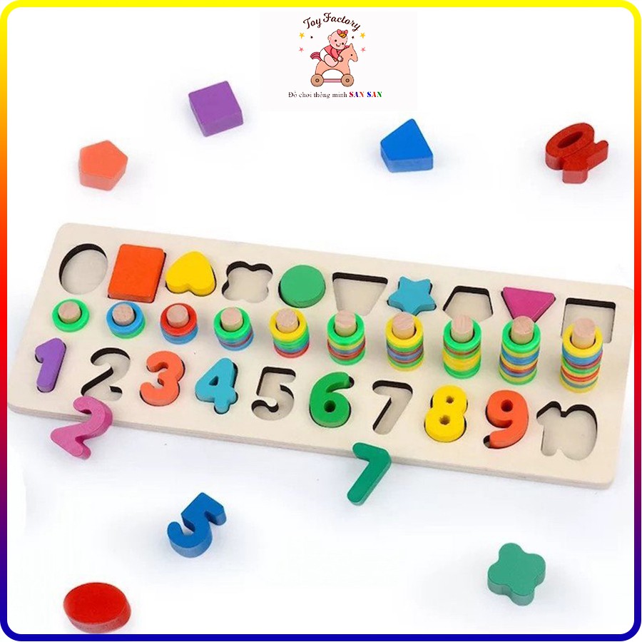Bộ logic 3 dòng Montessori học đếm, số và hình khối