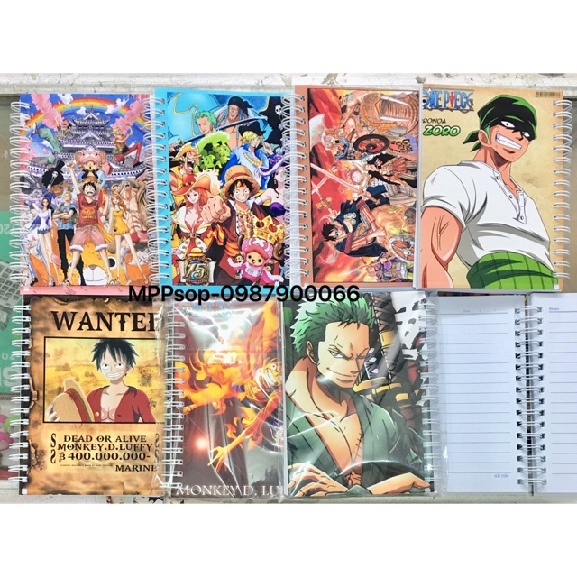 Sổ one piece gáy lò xo 200 trang khổ 10x15cm/sổ tay anime one piêc