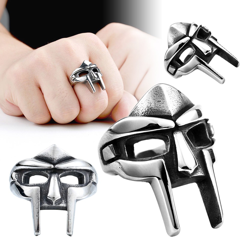 Nhẫn thép không gỉ phủ bạc phong cách đấu sĩ DOOM cỡ 7-14