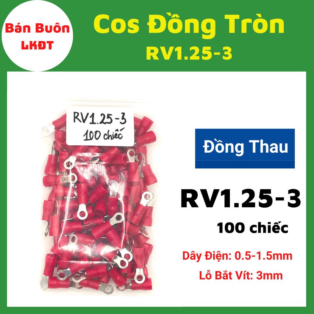 [100 chiếc] Đầu Cos tròn, đầu cos tròn bọc nhựa, cos tròn đồng, cos trần