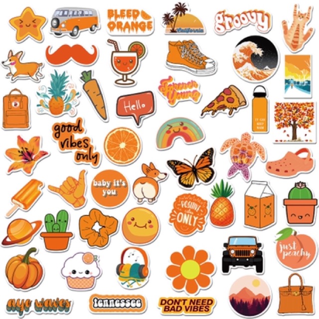 Sticker cute dán màu cam trendy trang trí chống thấm nước