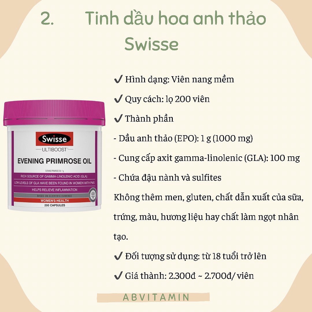Viên uống Tinh dầu hoa anh thảo Swisse Úc Date xa lọ 200 viên