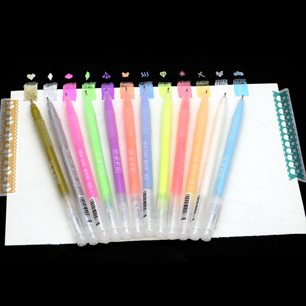 Bút Dạ Quang Ngòi 0.6mm Với 12 Màu Để Lựa Chọn SeamiArt
