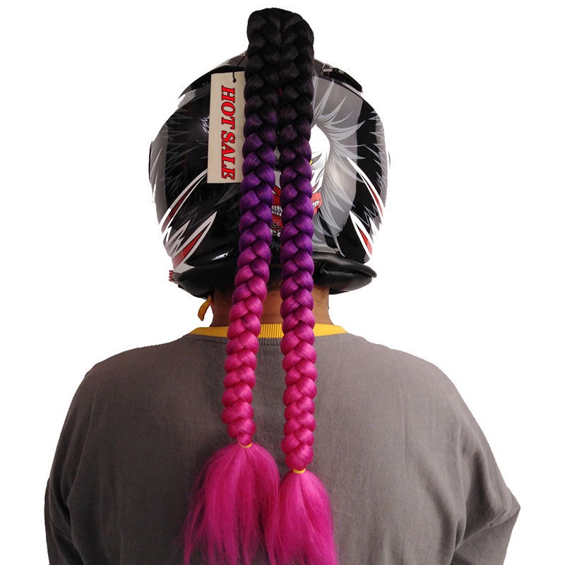 Mũ Bảo Hiểm Đuôi Ngựa Giả Thắt Bím Tóc Đuôi Ngựa Trang Trí Mũ Bảo Hiểm