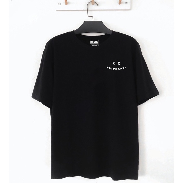 Áo thun tay lỡ unisex,cotton cao cấp co dãn 4 chiều, dáng form rộng nam nữ, hàng thiết kế in chữ EPIPHANI. Đen/trắng.