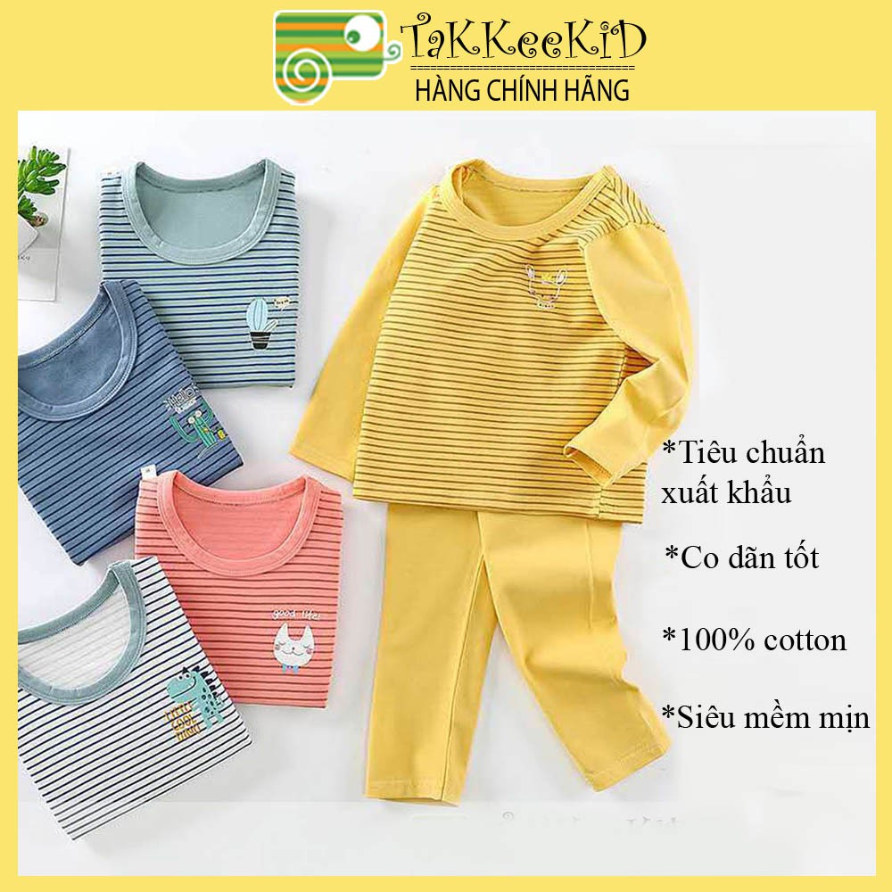 Bộ Cotton Dài Tay Cho Bé Chất Cotton Mềm Mịn Co Dãn Tốt 7 Màu Cho Bé Từ 1 đến 5 Tuổi