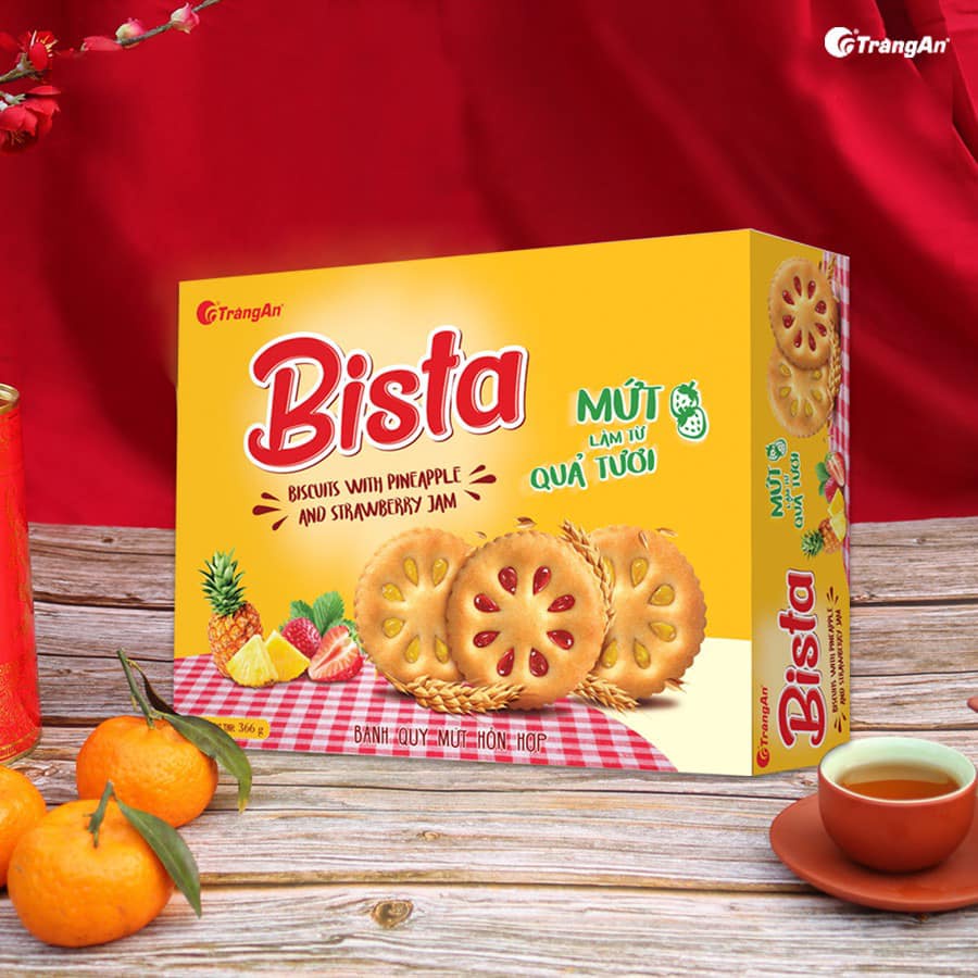 Bánh quy mứt hỗn hợp vị trái cây Bista hộp 366g, hạn sử dụng 12 tháng